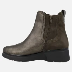 Botines confort en piel metalizada bronce y nobuck marrón