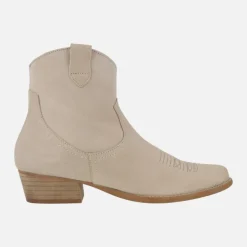 Botines cowboy Caliope en serraje con motivos pespunteados