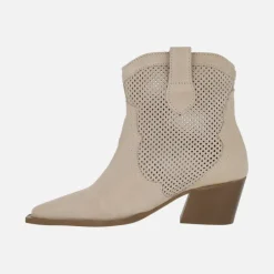 Botines cowboy Melisandre en serraje taupe con picados