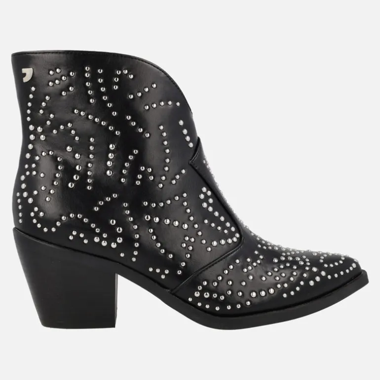 Botines cowboy Struer en piel negra con remaches