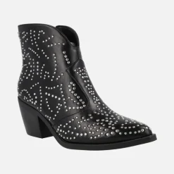 Botines cowboy Struer en piel negra con remaches