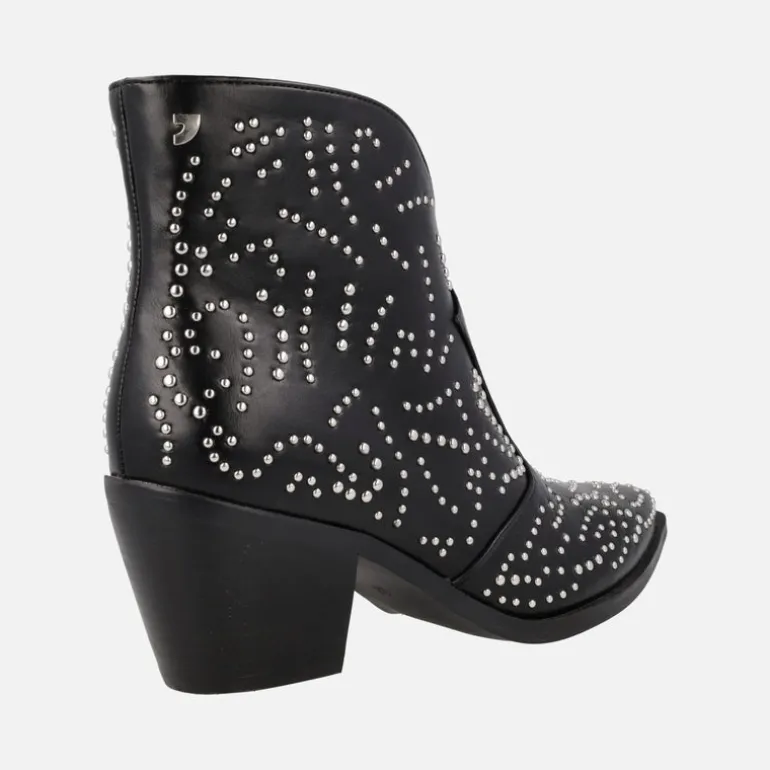 Botines cowboy Struer en piel negra con remaches