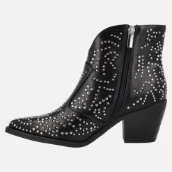 Botines cowboy Struer en piel negra con remaches