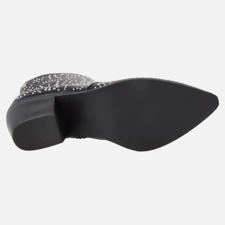 Botines cowboy Struer en piel negra con remaches