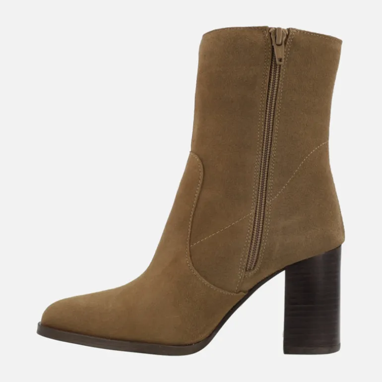 Botines de ante para mujer con tacón alto