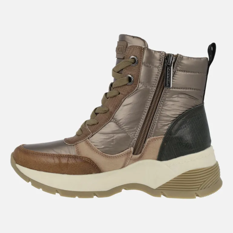 Botines de cordones acolchados multimaterial para mujer