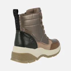 Botines de cordones acolchados multimaterial para mujer