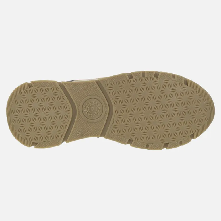 Botines de cordones acolchados multimaterial para mujer