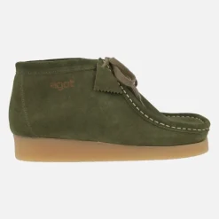 Botines de cordones en piel serraje estilo wallabee