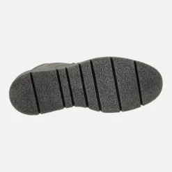 Botines de cordones en piel metalizada plomo para mujer