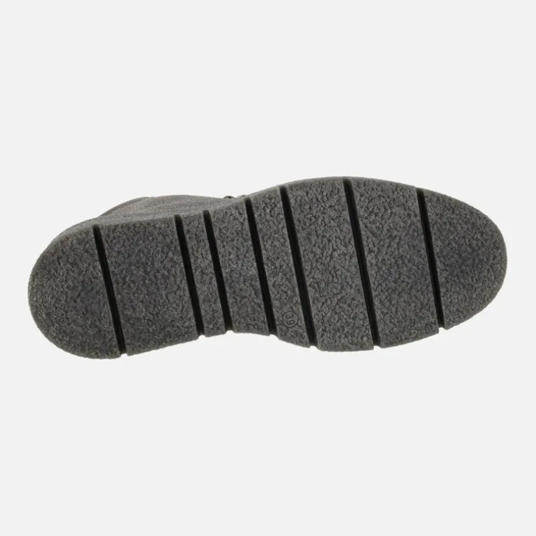 Botines de cordones en piel metalizada plomo para mujer