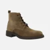 Botines de cordones en serraje marron con detalles metálicos