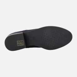Botines de cordones en serraje azul marino con cremallera lateral