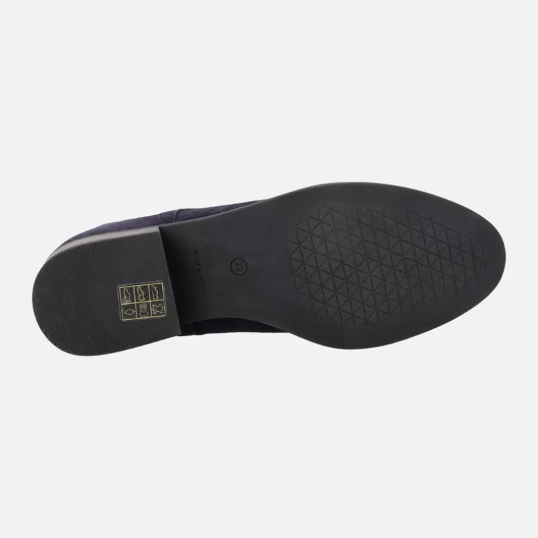 Botines de cordones en serraje azul marino con cremallera lateral