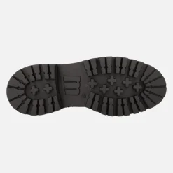 Botines de cordones estilo militar en piel negra con cremalleras