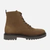 Botines de cordones para hombre en serraje cuero con cremallera lateral