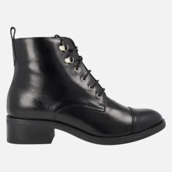 Botines de cordones para mujer en piel negra Funchal