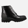 Botines de cordones para hombre en antik negro con talón y puntera mates