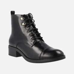Botines de cordones para mujer en piel negra Funchal
