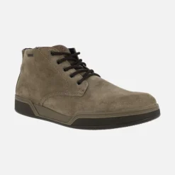 Botines de cordones para hombre en serraje taupe con membrana Gore-tex