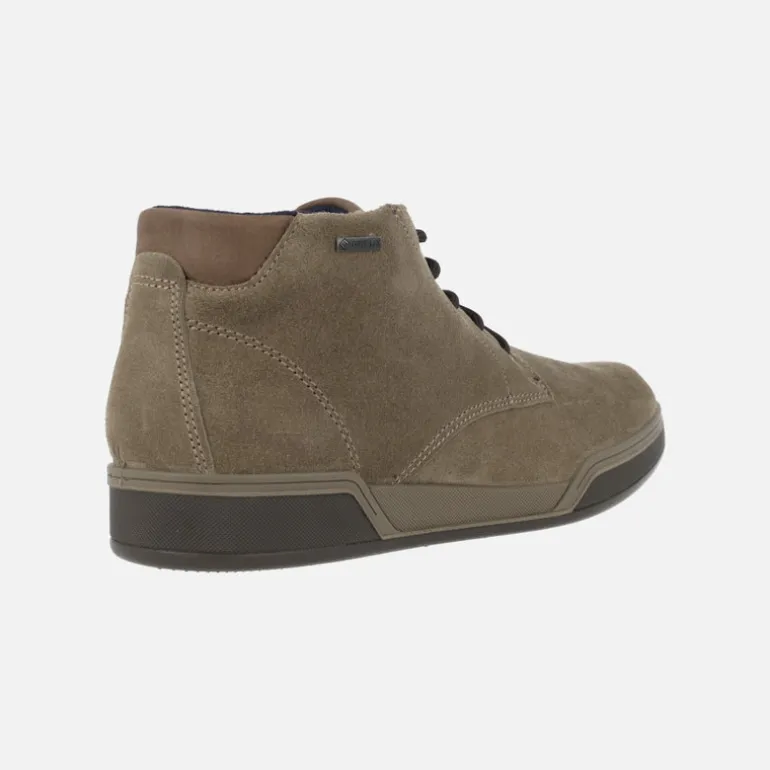 Botines de cordones para hombre en serraje taupe con membrana Gore-tex