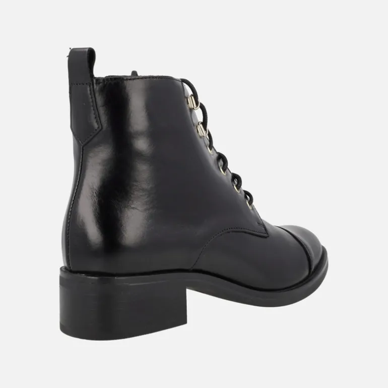 Botines de cordones para mujer en piel negra Funchal
