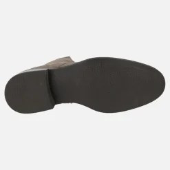 Botines de cordones Samantha en serraje topo con lengüeta joya
