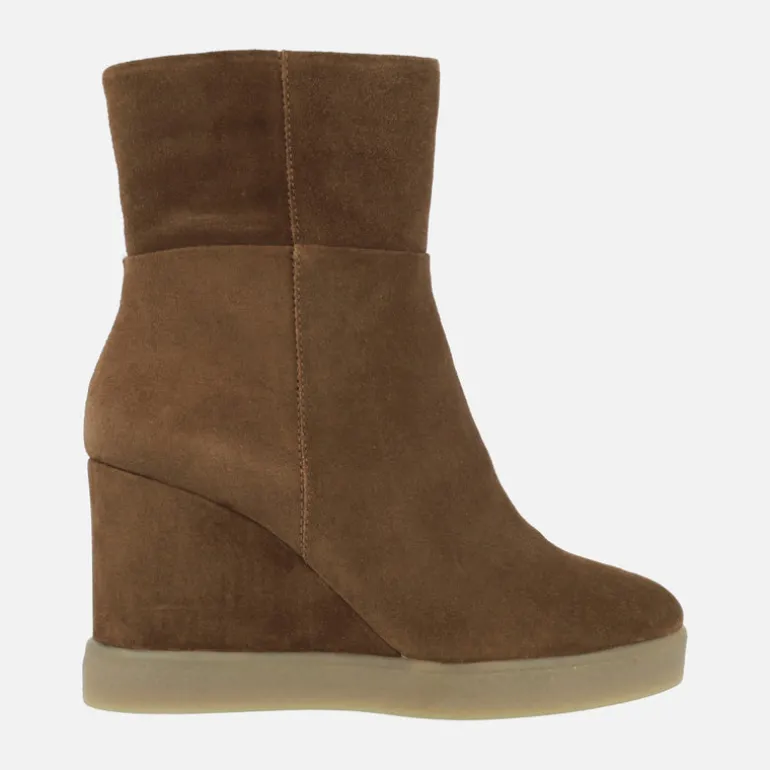 Botines de cuña alta Elidea Wedge en serraje camel