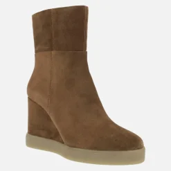 Botines de cuña alta Elidea Wedge en serraje camel