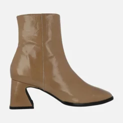Botines de piel con acabado brillo y tacón medio Shaba