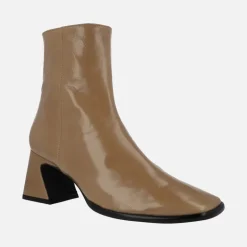 Botines de piel con acabado brillo y tacón medio Shaba