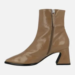 Botines de piel con acabado brillo y tacón medio Shaba