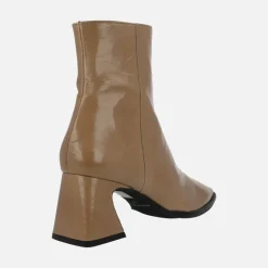 Botines de piel con acabado brillo y tacón medio Shaba