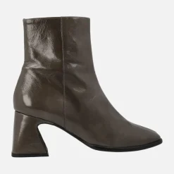 Botines de piel con acabado brillo y tacón medio Shaba