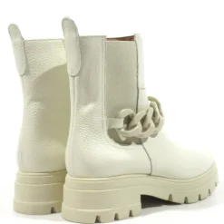 Botines de piel con adorno de cadena para mujer