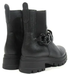 Botines de piel con adorno de cadena para mujer