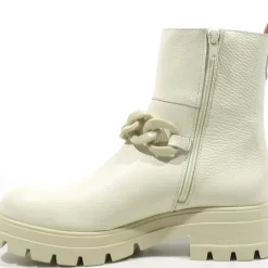 Botines de piel con adorno de cadena para mujer