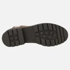Botines de piel con cordones y cremallera con piso track
