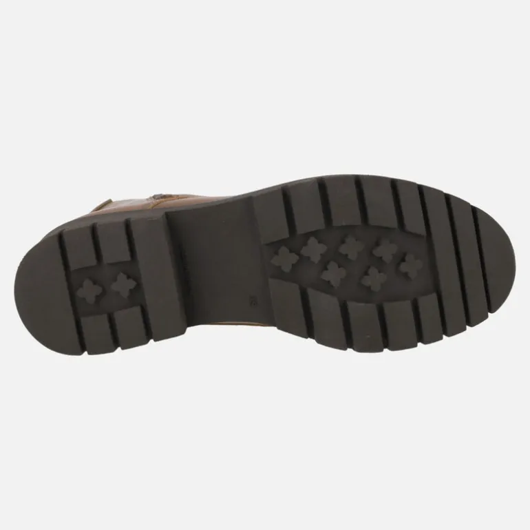 Botines de piel con cordones y cremallera con piso track
