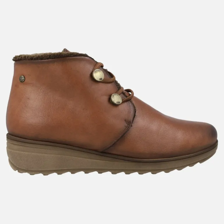 Botines de piel con elásticos y forro de pelo