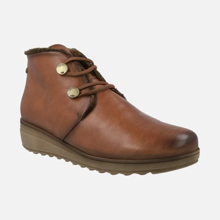 Botines de piel con elásticos y forro de pelo