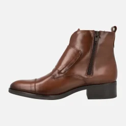 Botines de piel con hebillas y cremallera lateral