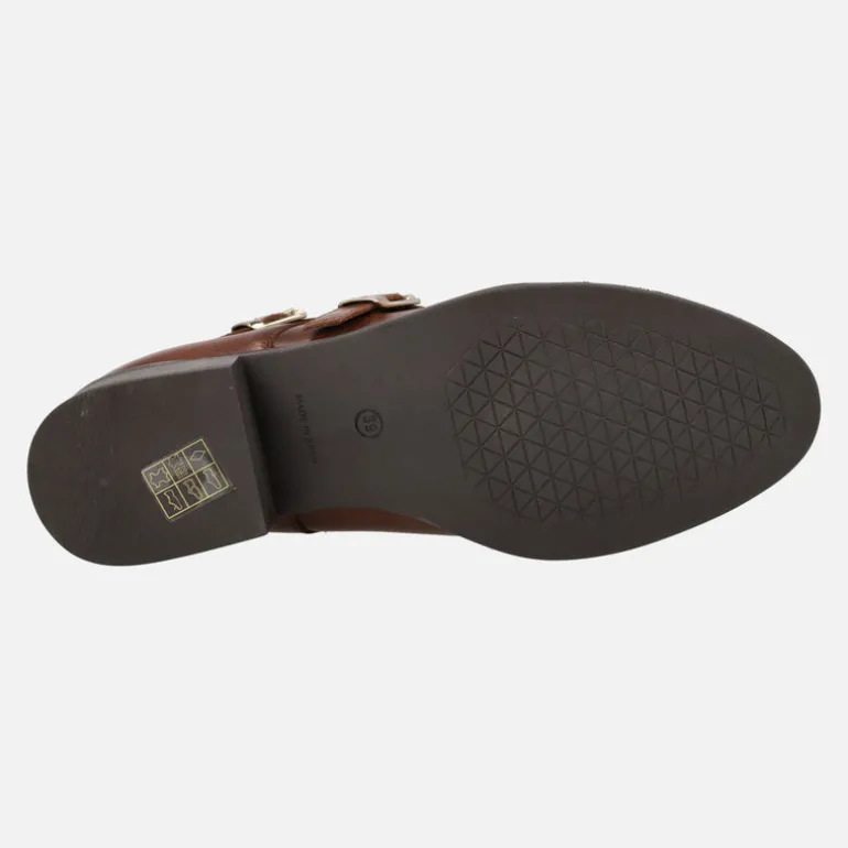 Botines de piel con hebillas y cremallera lateral