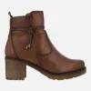 Botines de piel con tacón de goma y adorno de nudo
