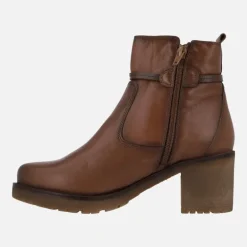 Botines de piel con tacón de goma y adorno de nudo