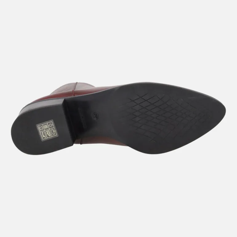 Botines de piel con tacón medio y cremallera trasera