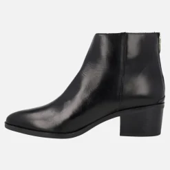 Botines de piel con tacón medio y cremallera trasera