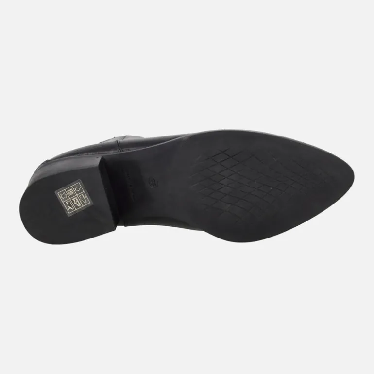 Botines de piel con tacón medio y cremallera trasera