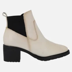 Botines de piel con trasera de tejido elástico