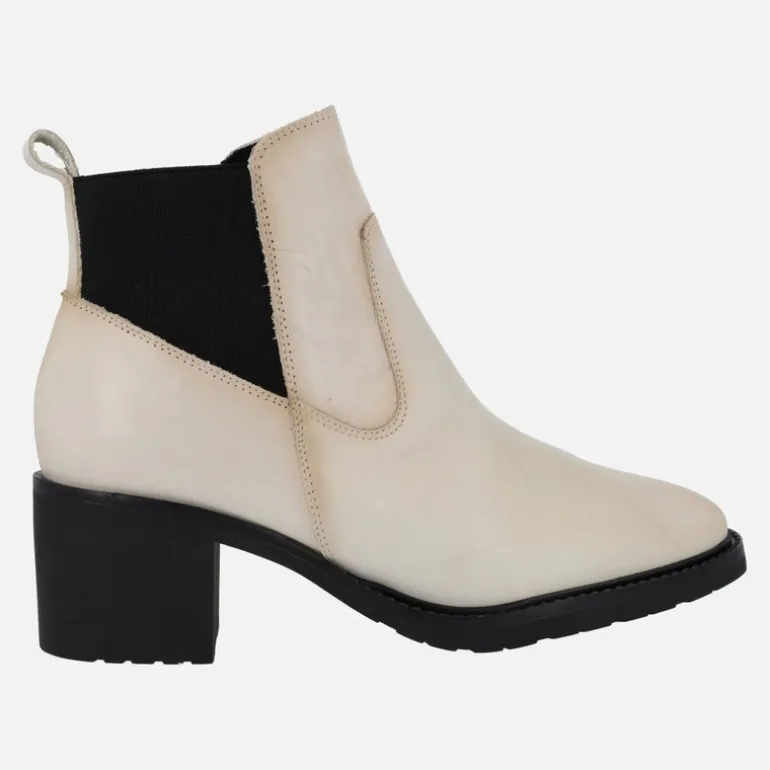 Botines de piel con trasera de tejido elástico